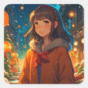 Ani-mazing Christmas Anime Pun Square Sticker