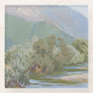 Aniene River Breathtaking Art Nouveau Landscape  Glass Coaster