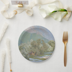 Aniene River Breathtaking Art Nouveau Landscape  Paper Plate