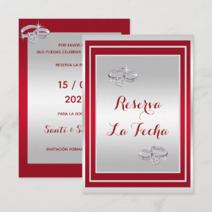 Anillos De Boda Elegantes De Plata Y Rojo  Save The Date