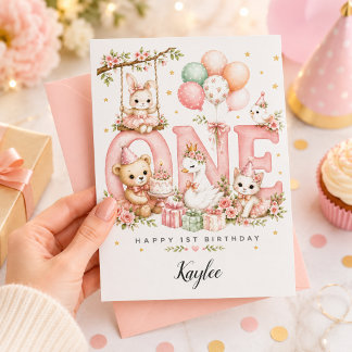 Animal 1st Birthday First Nephew Card