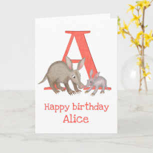 Animal ABC A is for aardvark birthday card