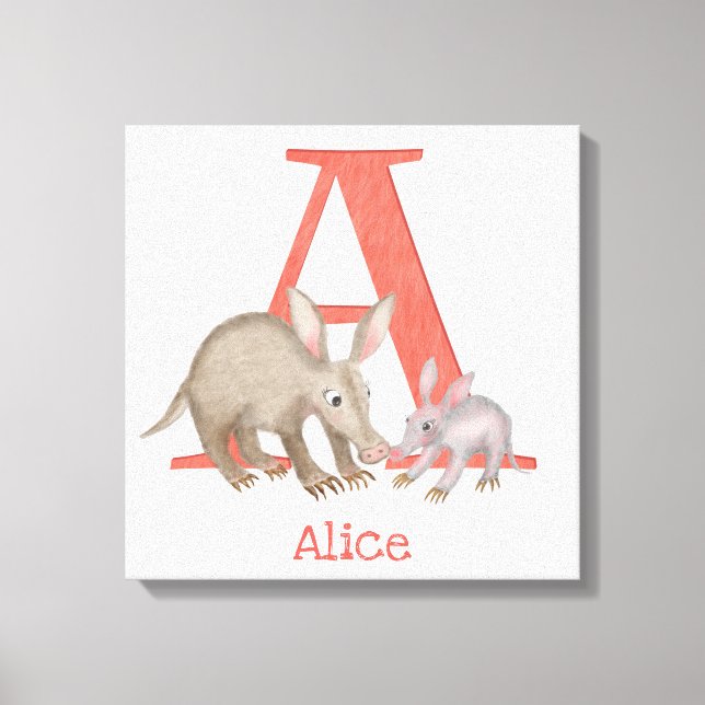 Animal ABC A is for aardvark canvas print (Front)
