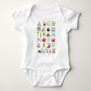 Animal ABC baby bodysuit (blue version)