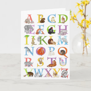 Animal ABC birthday card (blue version)