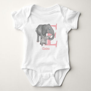 Animal ABC E is for elephant baby bodysuit