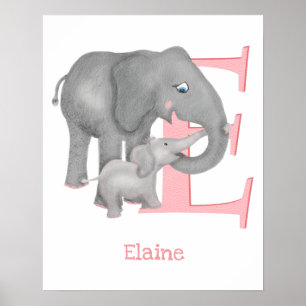 Animal ABC E is for elephant print