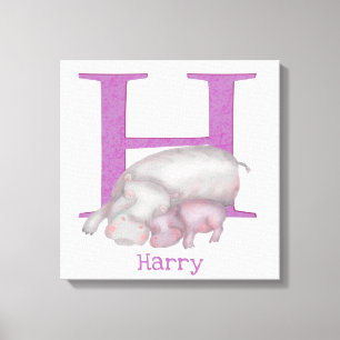 Animal ABC H is for hippo canvas print