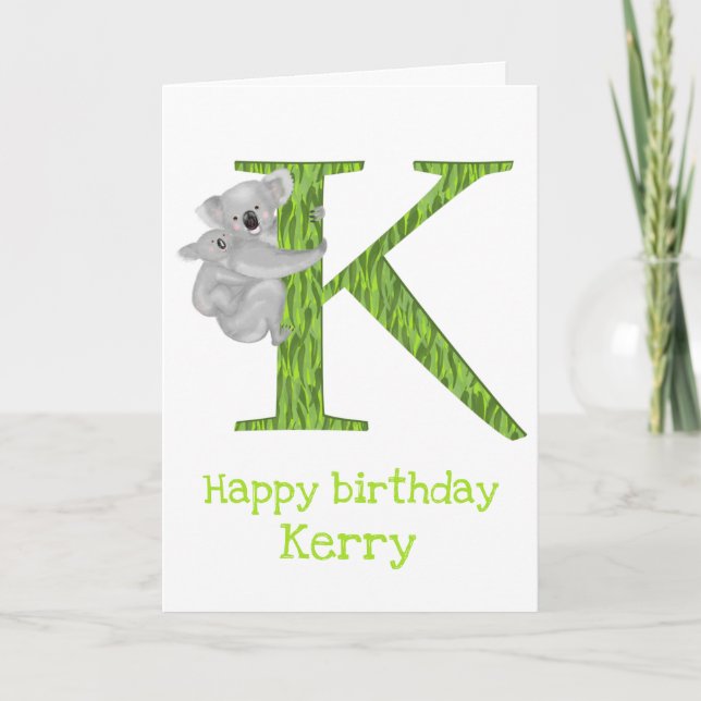 Animal ABC K is for koala birthday card (Front)