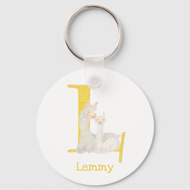 Animal ABC L is for llama key ring (Front)