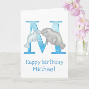 Animal ABC M is for manatee birthday card