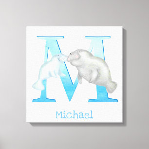 Animal ABC M is for manatee canvas print