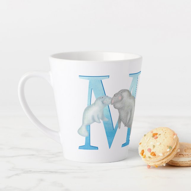 Animal ABC M is for manatee latte mug (In Situ)