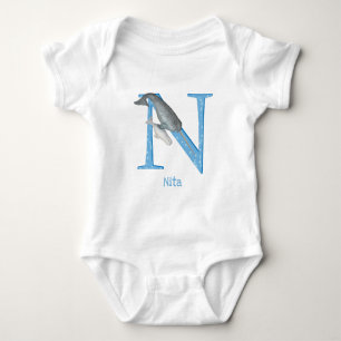 Animal ABC N is for narwhal baby bodysuit