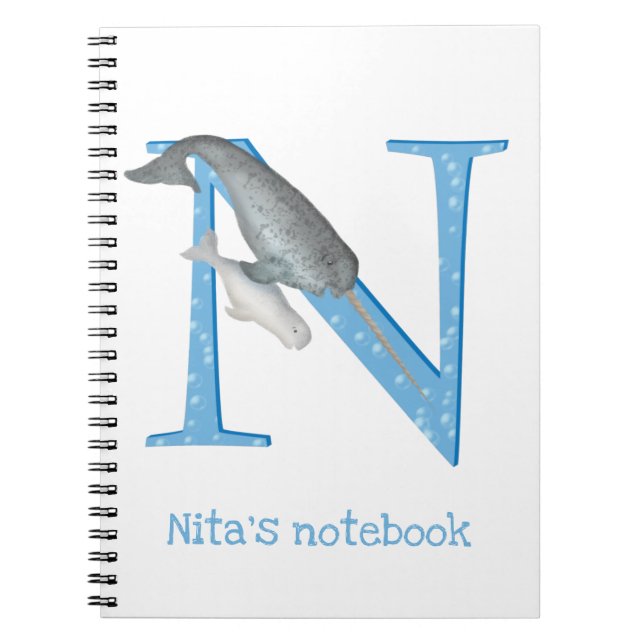 Animal ABC N is for narwhal notebook (Front)