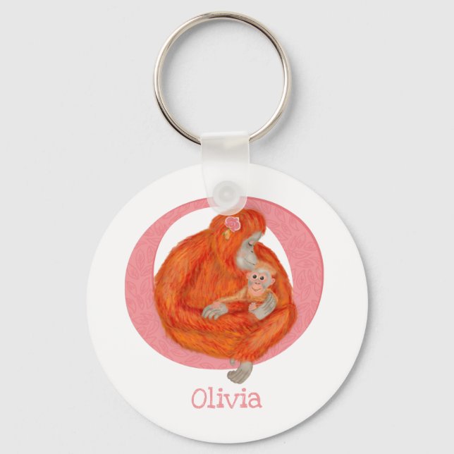 Animal ABC O is for orangutan key ring (Front)