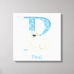 Animal ABC P is for polar bear canvas print