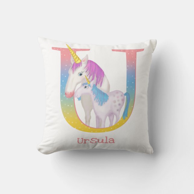 Animal ABC U is for unicorn cushion (Front)