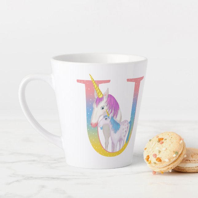 Animal ABC U is for unicorn latte mug (In Situ)