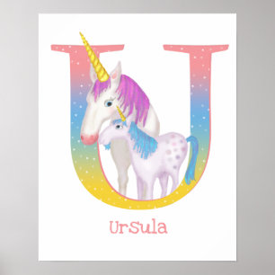 Animal ABC U is for unicorn print