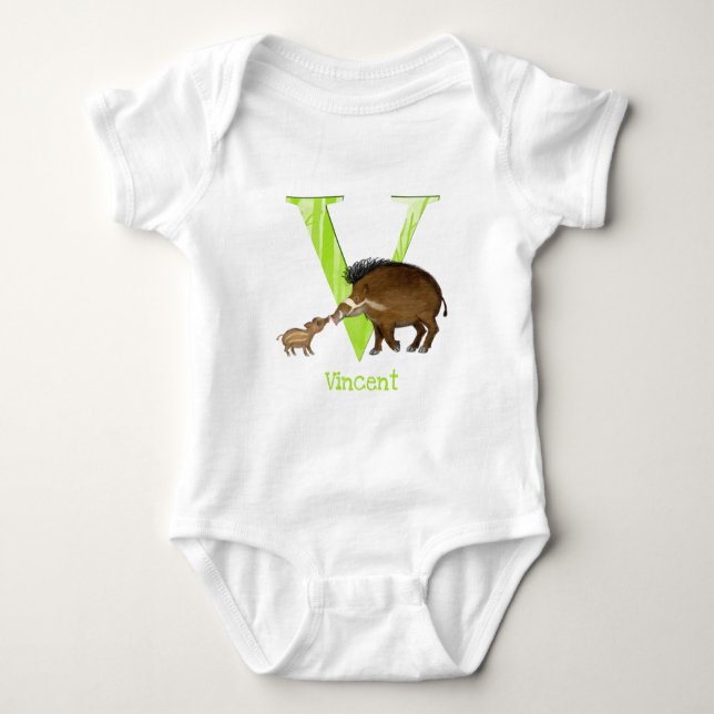 Animal ABC V is for Visayan warty pig bodysuit (Front)
