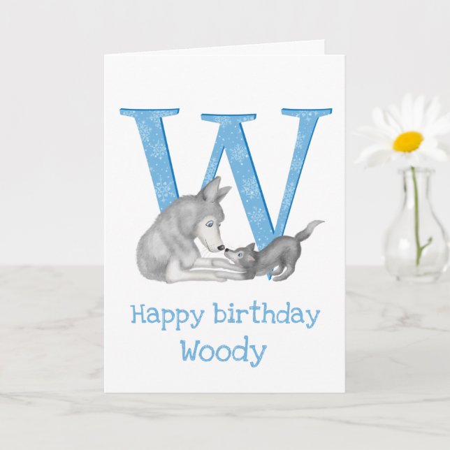 Animal ABC W is for wolf birthday card (Small Plant)