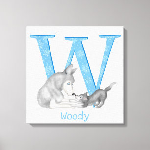 Animal ABC W is for wolf canvas print