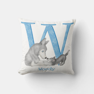 Animal ABC W is for wolf cushion