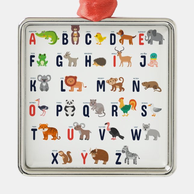 Animal ABCs - Alphabet Metal Tree Decoration (Front)