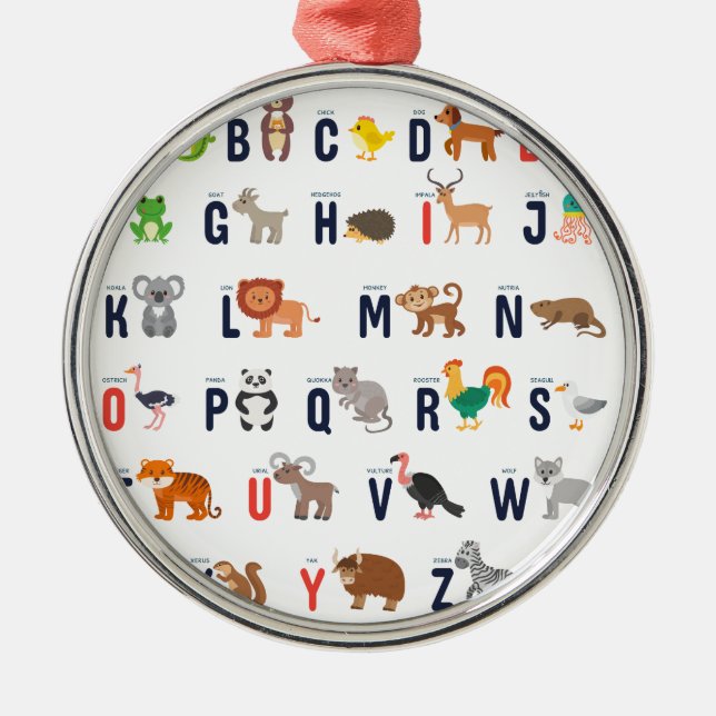 Animal ABCs - Alphabet Metal Tree Decoration (Front)