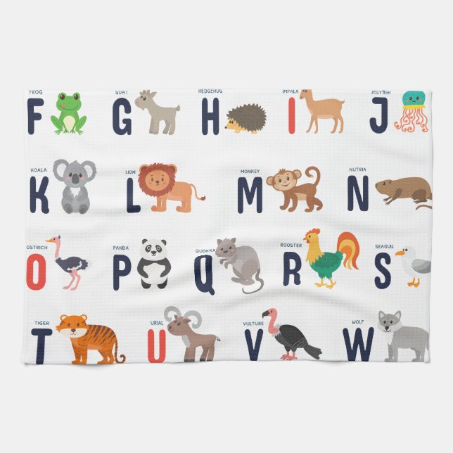 Animal ABCs - Alphabet Tea Towel (Horizontal)