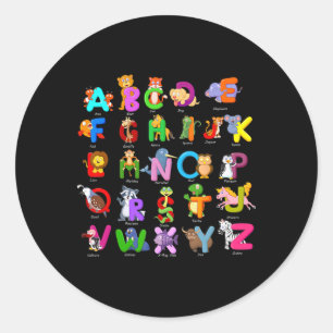 Animal Abcs Learning Kindergarten School Teacher Classic Round Sticker