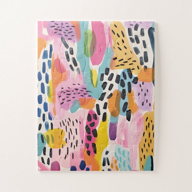 Animal Abstract Modern Retro Coloful Jigsaw Puzzle (Vertical)