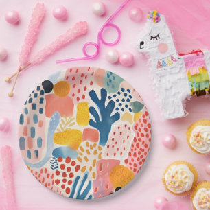 Animal Abstract Modern Retro Coloful Paper Plate