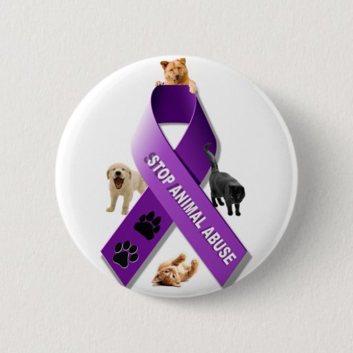 Image of Animal Abuse Awareness Ribbon 6 Cm Round Badge