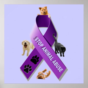 Animal Abuse Awareness Ribbon (Stop Animal Abuse) Poster