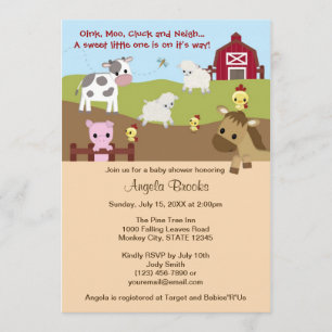 Animal Acres Farm Animal Baby Shower NEUTRAL AAK Invitation