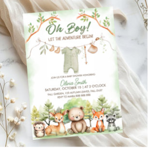 Animal Adventure clothesline baby shower Invitation
