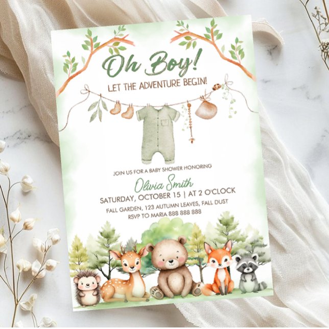 Animal Adventure clothesline baby shower Invitation (Creator Uploaded)