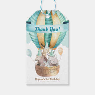 Animal Adventure Watercolor Boho Birthday Party Gift Tags