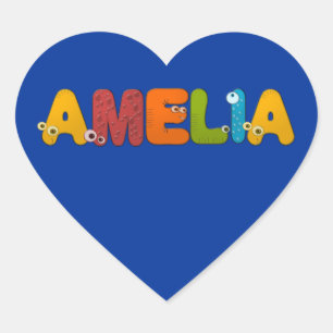animal alphabet Amelia Heart Sticker