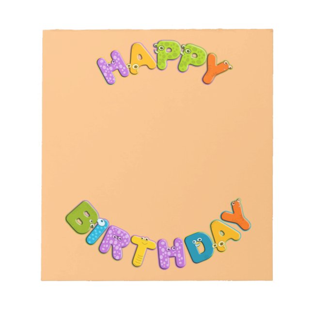animal alphabet - birthday notepad (Front)