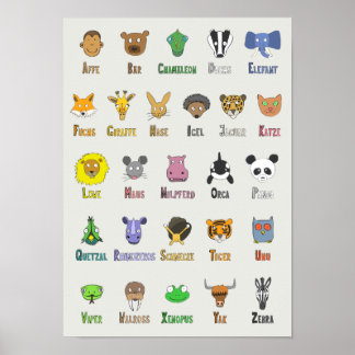 Animal Alphabet (in German) Poster
