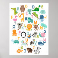 Animal Alphabet Kids Nursery Home School Classroom