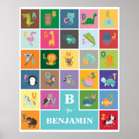 Animal Alphabet Kids Nursery Play Room Homeschool
