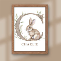 Animal Alphabet Letter C Kids Name Bunny Poster