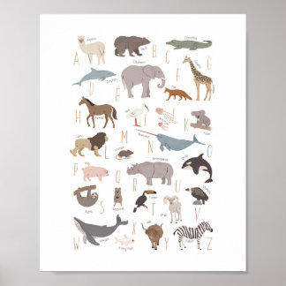 Animal Alphabet Montessori Nursery Poster