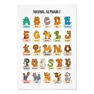 Animal Alphabet Poster – Cute Educational A to Z A
