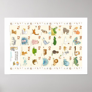 Animal Alphabet Poster in Portuguese, ABC animals