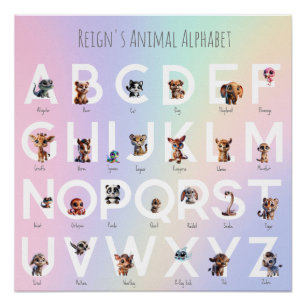 Animal Alphabet Rainbow Poster